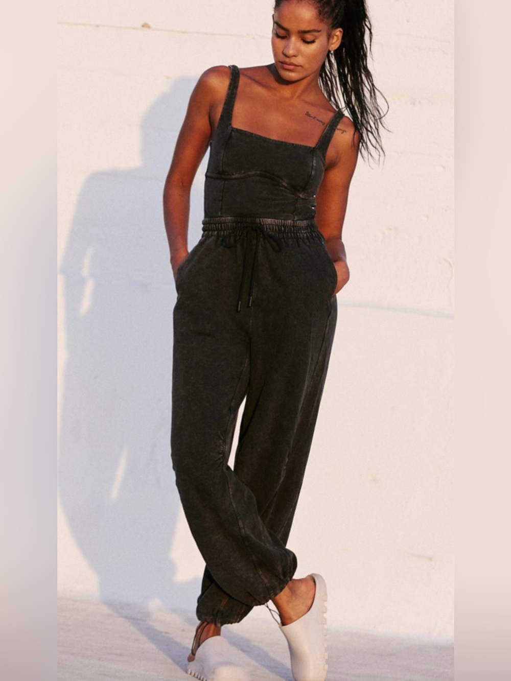 NWTs Free People Movement Inbound One-piece Jumpsuit Size Large - Black